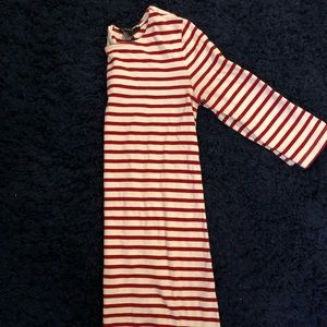 striped quarter sleeve t shirt dress